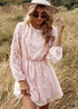 Boho Round Neck Long Sleeve Mini Dress